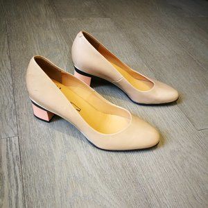 Tanya Heath Beige / Nude Pumps with Changeable Peach and Blue Block Heels (6)